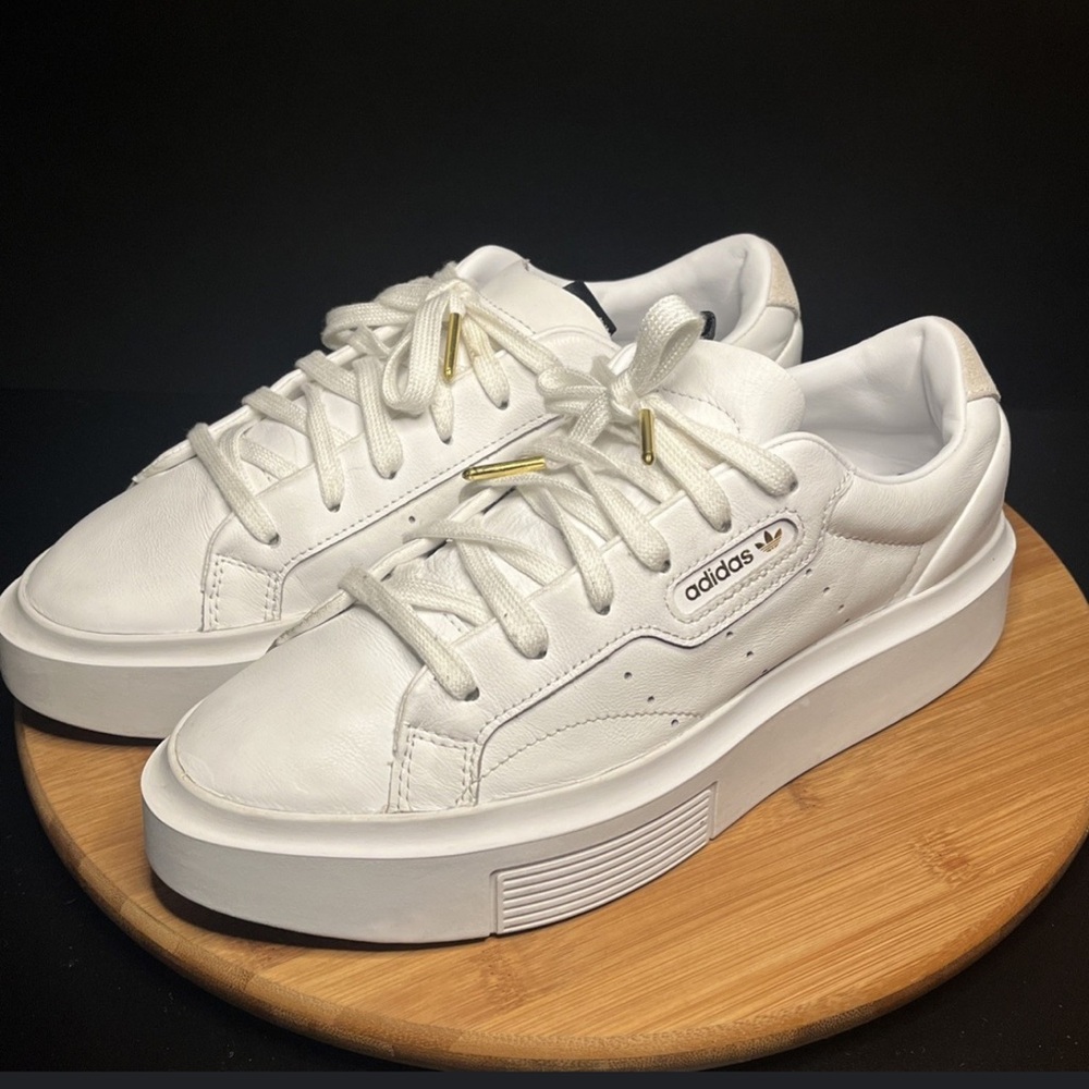 Adidas Sleek white pointed toe platforms size 11